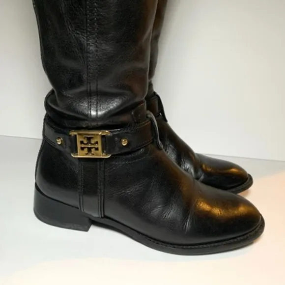 Tory Burch Alessandra Tall Black Leather Riding Boots 5