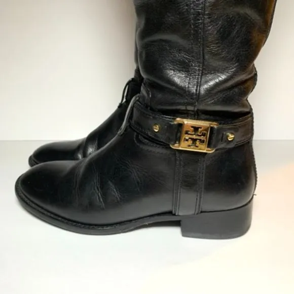 Tory Burch Alessandra Tall Black Leather Riding Boots 5