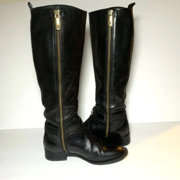 Tory Burch Alessandra Tall Black Leather Riding Boots 5