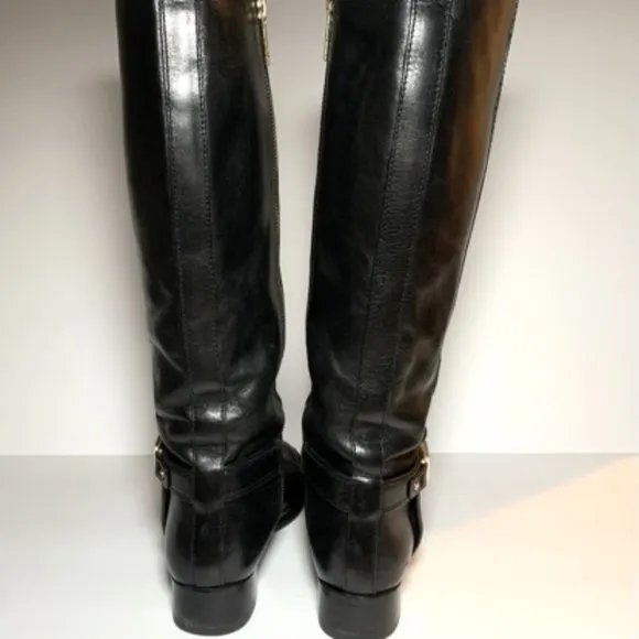 Tory Burch Alessandra Tall Black Leather Riding Boots 5