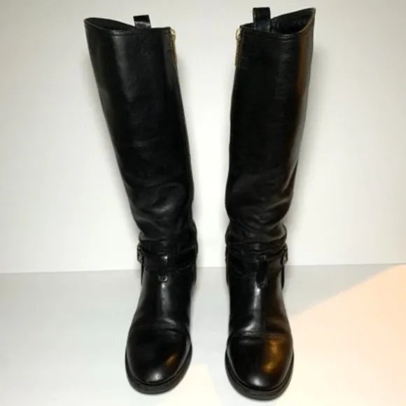 Tory Burch Alessandra Tall Black Leather Riding Boots 5