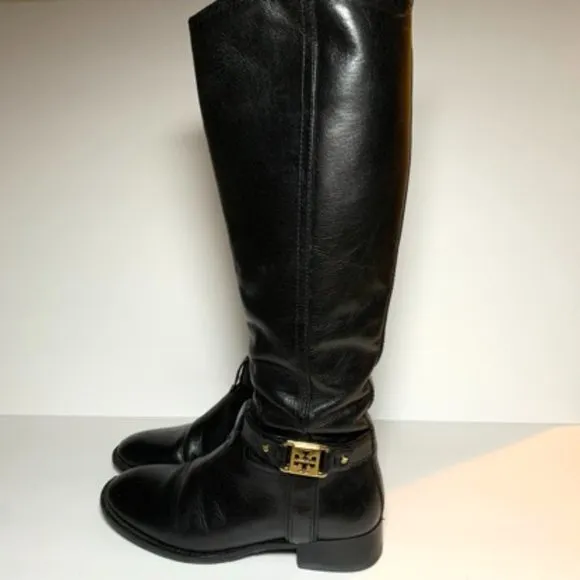 Tory Burch Alessandra Tall Black Leather Riding Boots 5