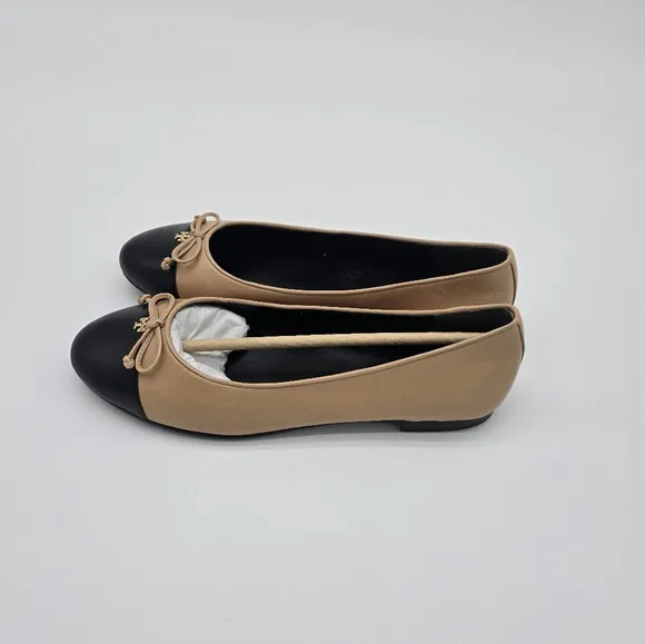 Tory Burch  Ballet Tan and Black Two-Tone Flats
