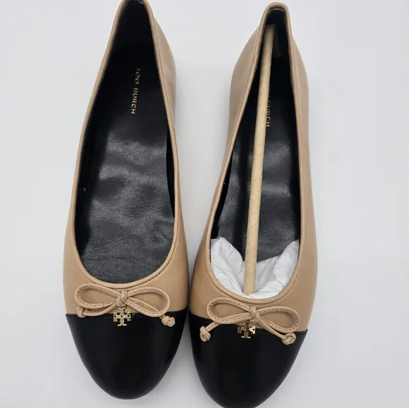 Tory Burch  Ballet Tan and Black Two-Tone Flats