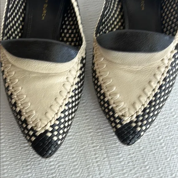Tory Burch Black / Cream Envelope Bicolor Woven Loafers