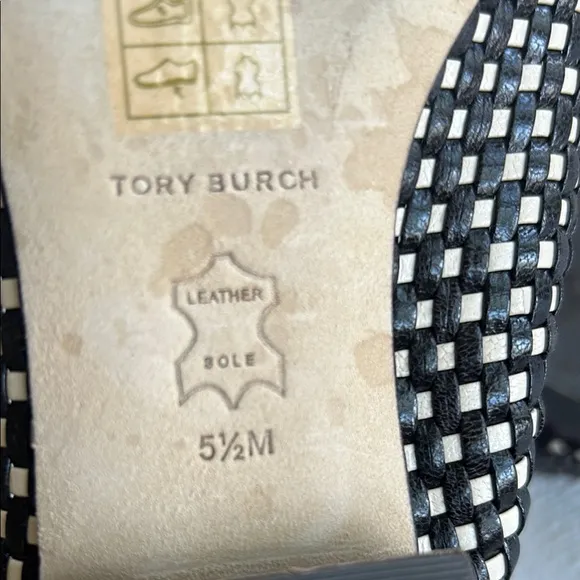 Tory Burch Black / Cream Envelope Bicolor Woven Loafers