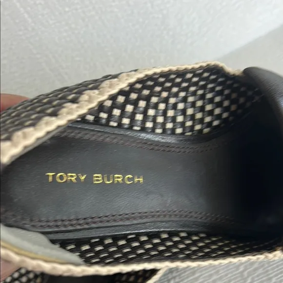 Tory Burch Black / Cream Envelope Bicolor Woven Loafers