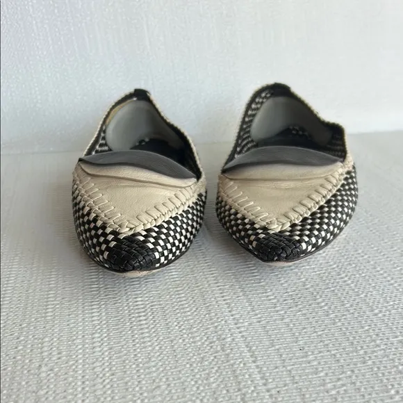 Tory Burch Black / Cream Envelope Bicolor Woven Loafers