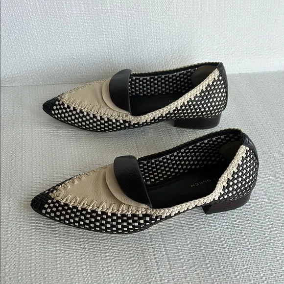 Tory Burch Black / Cream Envelope Bicolor Woven Loafers