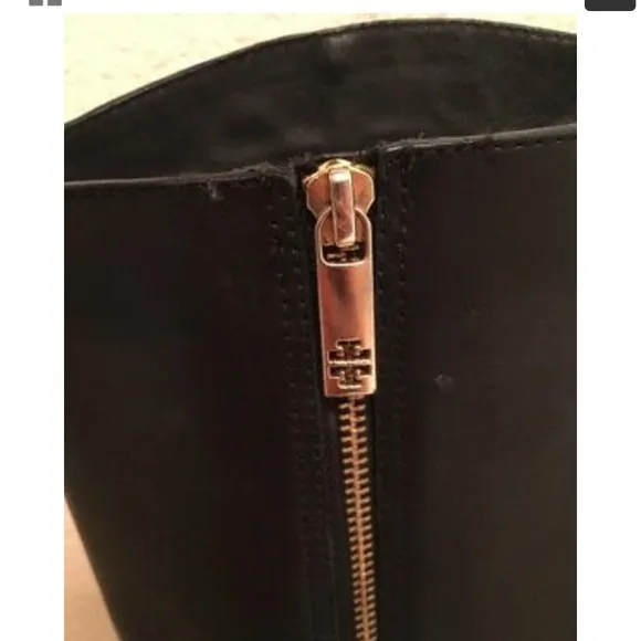 Tory Burch black Donovan leather rider boots