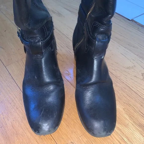 Tory Burch black Donovan leather rider boots