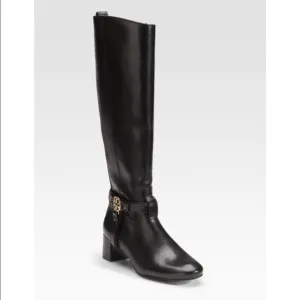 Tory Burch black Donovan leather rider boots