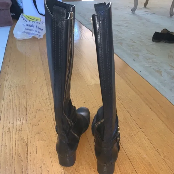 Tory Burch black Donovan leather rider boots