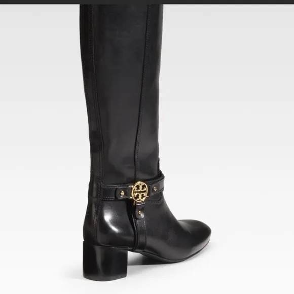 Tory Burch black Donovan leather rider boots