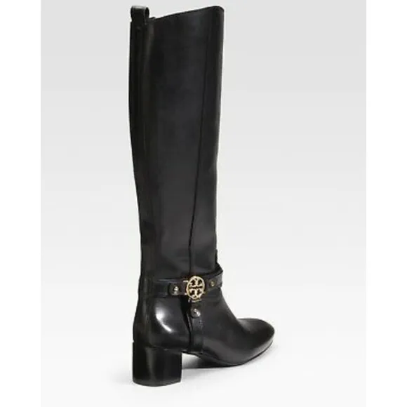Tory Burch black Donovan leather rider boots