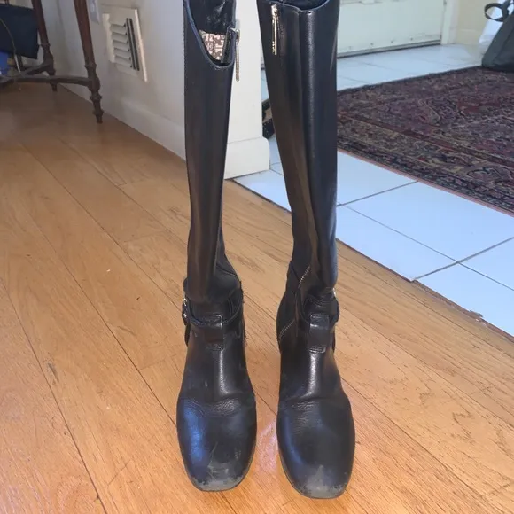 Tory Burch black Donovan leather rider boots
