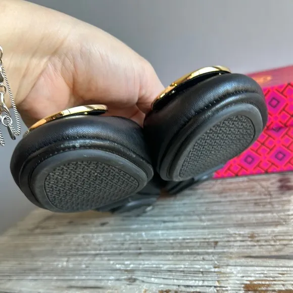 Tory Burch Black Leather Ballet Flats