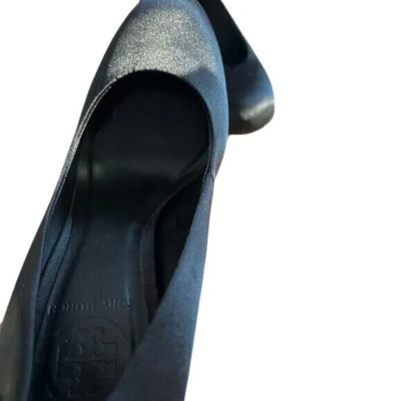 Tory Burch Black Leather Classic High Heel Pumps Size 7M Womens Shoes