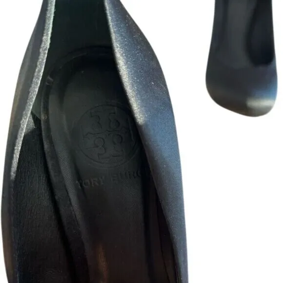 Tory Burch Black Leather Classic High Heel Pumps Size 7M Womens Shoes