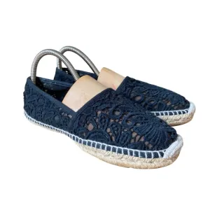 Tory Burch Black Slip On Lucia Lace Espadrille - Size 8
