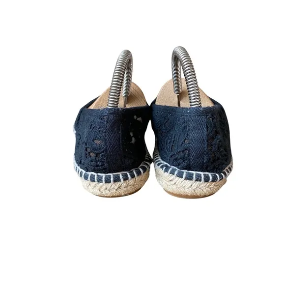 Tory Burch Black Slip On Lucia Lace Espadrille - Size 8