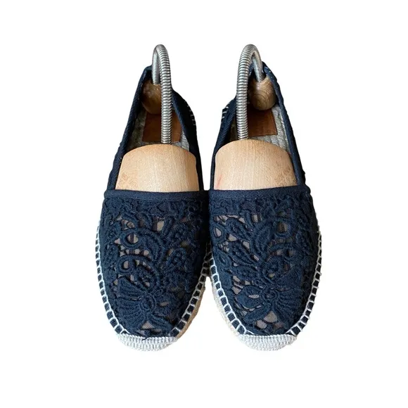 Tory Burch Black Slip On Lucia Lace Espadrille - Size 8