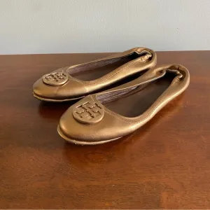 Tory Burch Bronze Reva Flats Timeless Style Comfort
