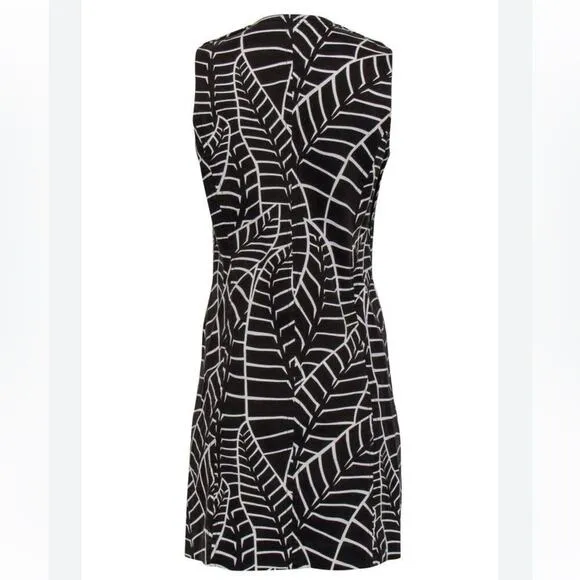 Tory Burch Brown &amp; White Leaf Print Zip-Up Corduroy Shift Dress, Size 4