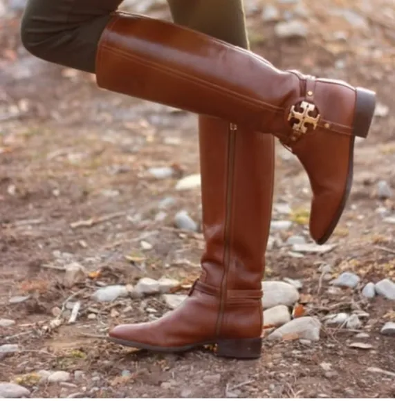Tory Burch Brown Heeled Knee-High Riding Boots Sz-8.5