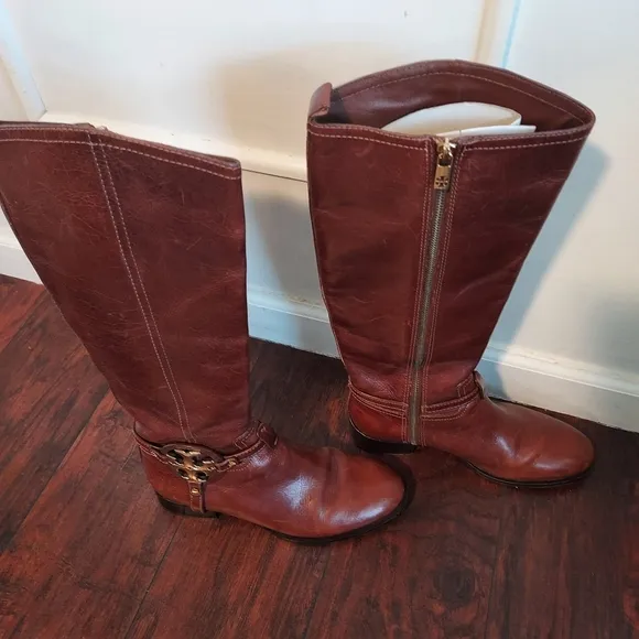 Tory Burch Brown Heeled Knee-High Riding Boots Sz-8.5
