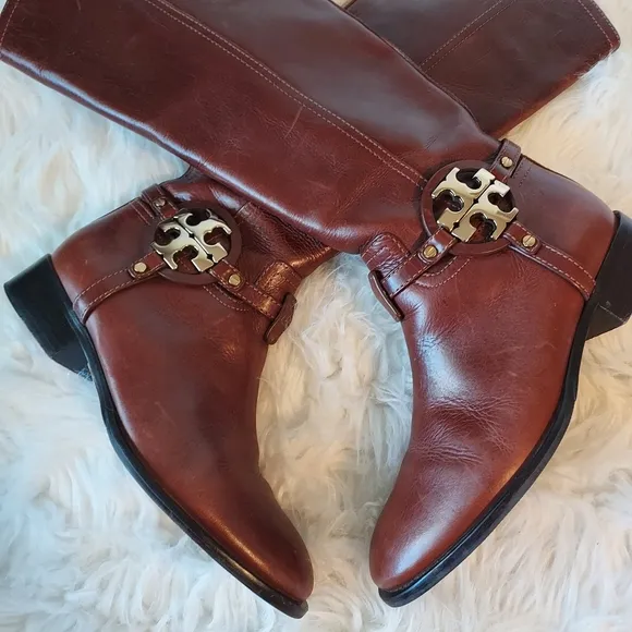 Tory Burch Brown Heeled Knee-High Riding Boots Sz-8.5