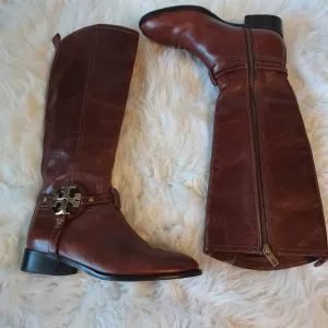 Tory Burch Brown Heeled Knee-High Riding Boots Sz-8.5