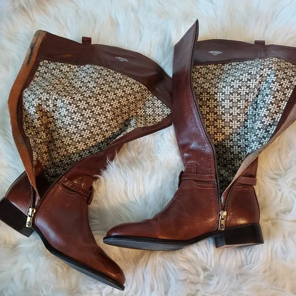 Tory Burch Brown Heeled Knee-High Riding Boots Sz-8.5