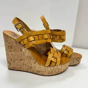 Tory Burch Calyca Wedges Leather Heeled Sandals Size 9 Braided Heels