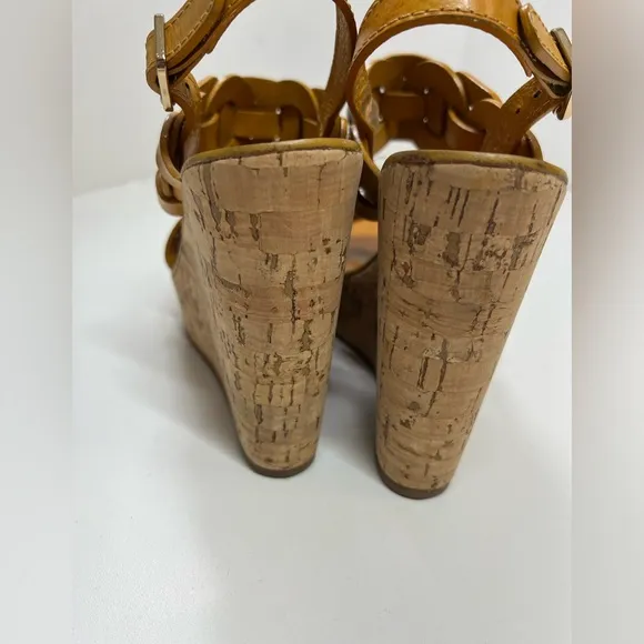 Tory Burch Calyca Wedges Leather Heeled Sandals Size 9 Braided Heels