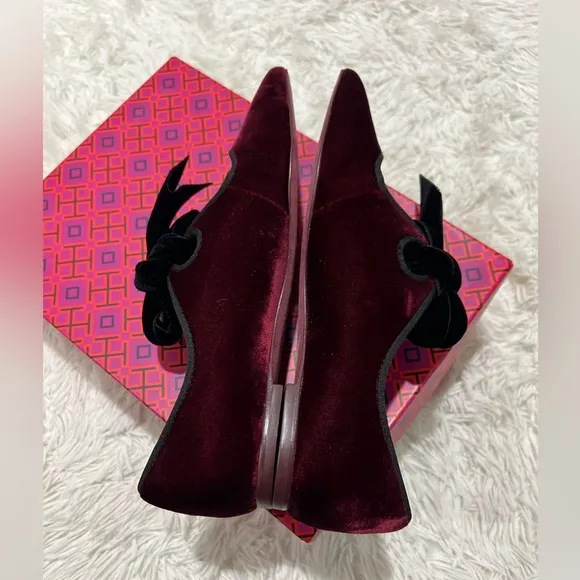 Tory Burch Clara Flats - NIB - size 7 - Bordeaux/black