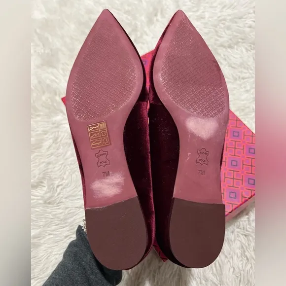Tory Burch Clara Flats - NIB - size 7 - Bordeaux/black