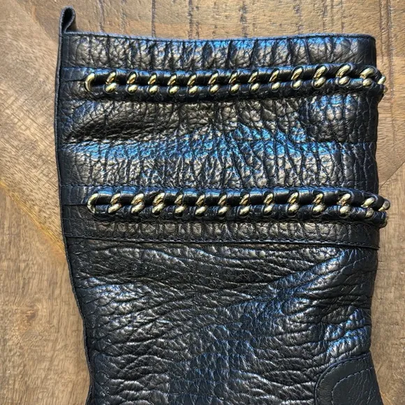Tory Burch Connell Black Leather Boots with Gold Accents size 10 worn once!