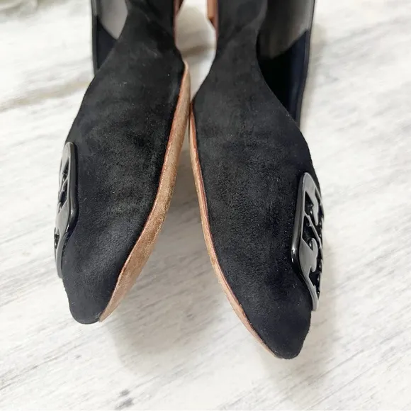 Tory Burch Georgia Ballet Flats Black Suede size 8.5M