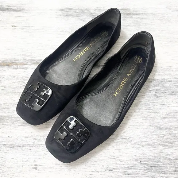 Tory Burch Georgia Ballet Flats Black Suede size 8.5M