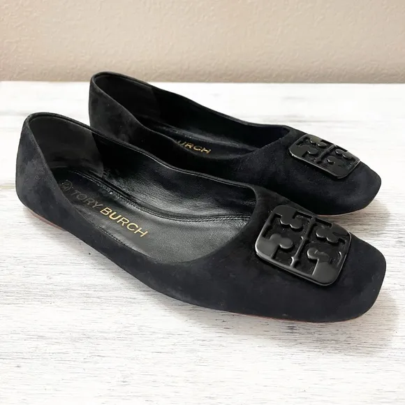 Tory Burch Georgia Ballet Flats Black Suede size 8.5M