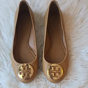 Tory Burch Gold Flats with Signature Medallion