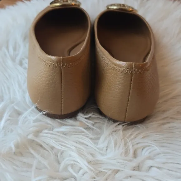 Tory Burch Gold Flats with Signature Medallion