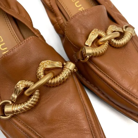 Tory Burch Jessa Loafers Brown Leather Pointed Toe Flats Horsebit Sz 6.5