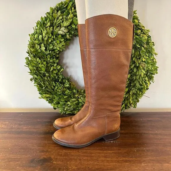 Tory Burch Junction Tall Pebbled Leather Riding‎ Boots 9