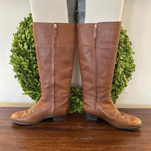 Tory Burch Junction Tall Pebbled Leather Riding‎ Boots 9