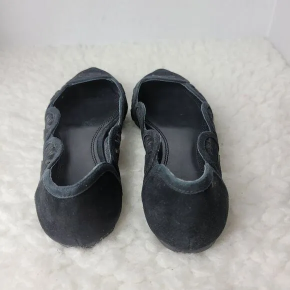 Tory Burch Leyla Women's Shoes Size 7.5 Pointed Toe Black  Suede Slip-on Flats