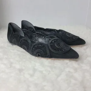 Tory Burch Leyla Women's Shoes Size 7.5 Pointed Toe Black  Suede Slip-on Flats