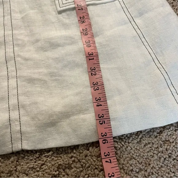 Tory Burch Linen Shift Dress Belted White Cream Size 12
