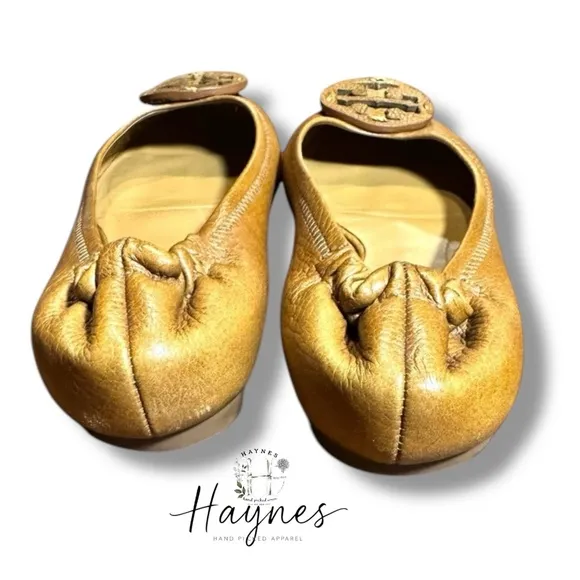 TORY BURCH | Luxury - Reva - Tan Leather Ballet Flats Size 7M {B10}